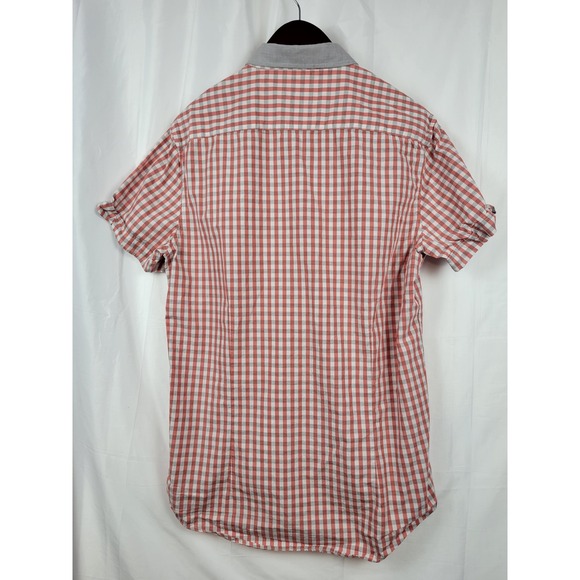 Reaction Kenneth Cole Mens Large Gingham Checkered Short Sleeve Shirt - Picture 3 of 7